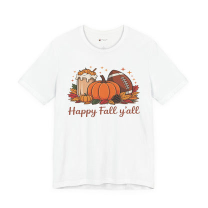 Fall-Themed Unisex Tee, "It's Fall Y'all" Short Sleeve Shirt, Autumn Apparel, Harvest Celebration, Cozy Gift Idea, Seasonal Fashion