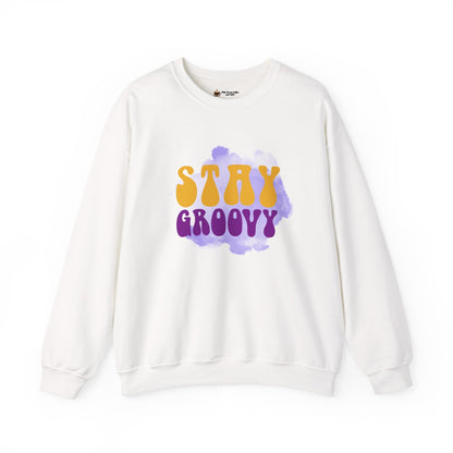 Stay Groovy Retro Crewneck Sweatshirt, Unisex Sweater, Casual Clothing, Gift for Friends, Psychedelic Apparel, Comfortable Layering