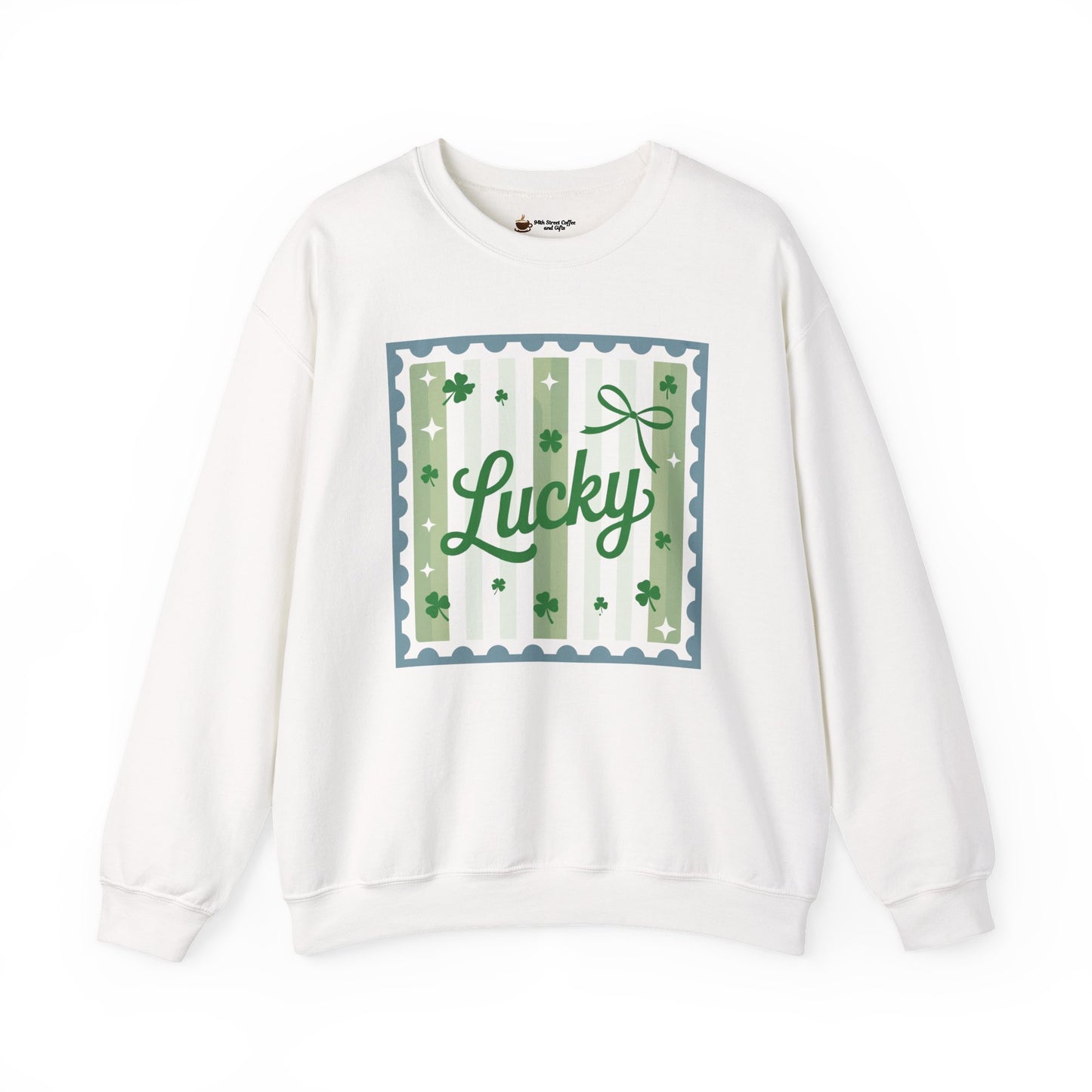 Lucky Shamrock Crewneck Sweatshirt — St. Patrick's Day Green Stripe Design