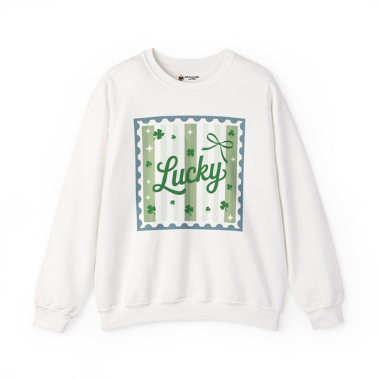 Lucky Shamrock Crewneck Sweatshirt — St. Patrick's Day Green Stripe Design