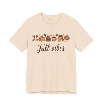 Fall Vibes T-Shirt, Graphic Tee, Gift for Couples, Valentine's Day Tee, Love Shirt, Unisex Jersey Tee, Heart Design Shirt