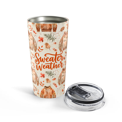 Sweater Weather Tumbler 20oz | Cozy Fall Drinkware | Autumn Vibes Travel Mug | Cute Gift for Coffee Lovers | Holiday Addition