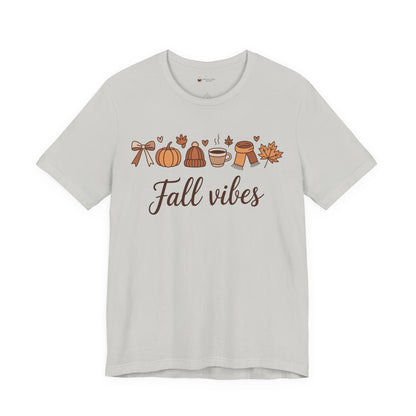 Fall Vibes T-Shirt, Graphic Tee, Gift for Couples, Valentine's Day Tee, Love Shirt, Unisex Jersey Tee, Heart Design Shirt